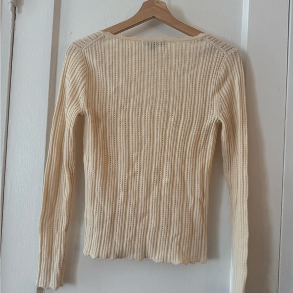 Cream Ribbed Knit Sweater - Picture 2 of 2